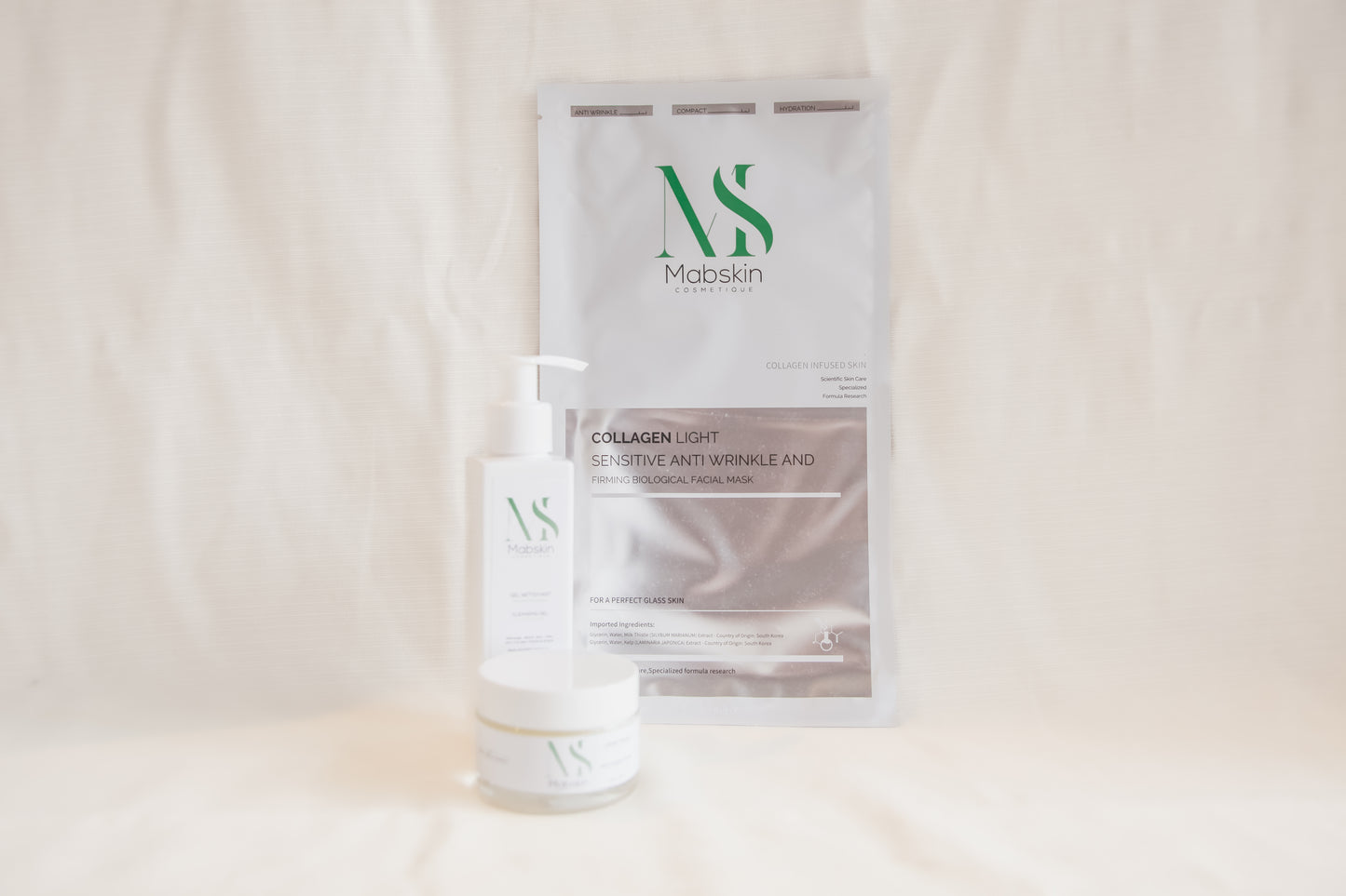 Pack complet (4 masques + crème + nettoyant)