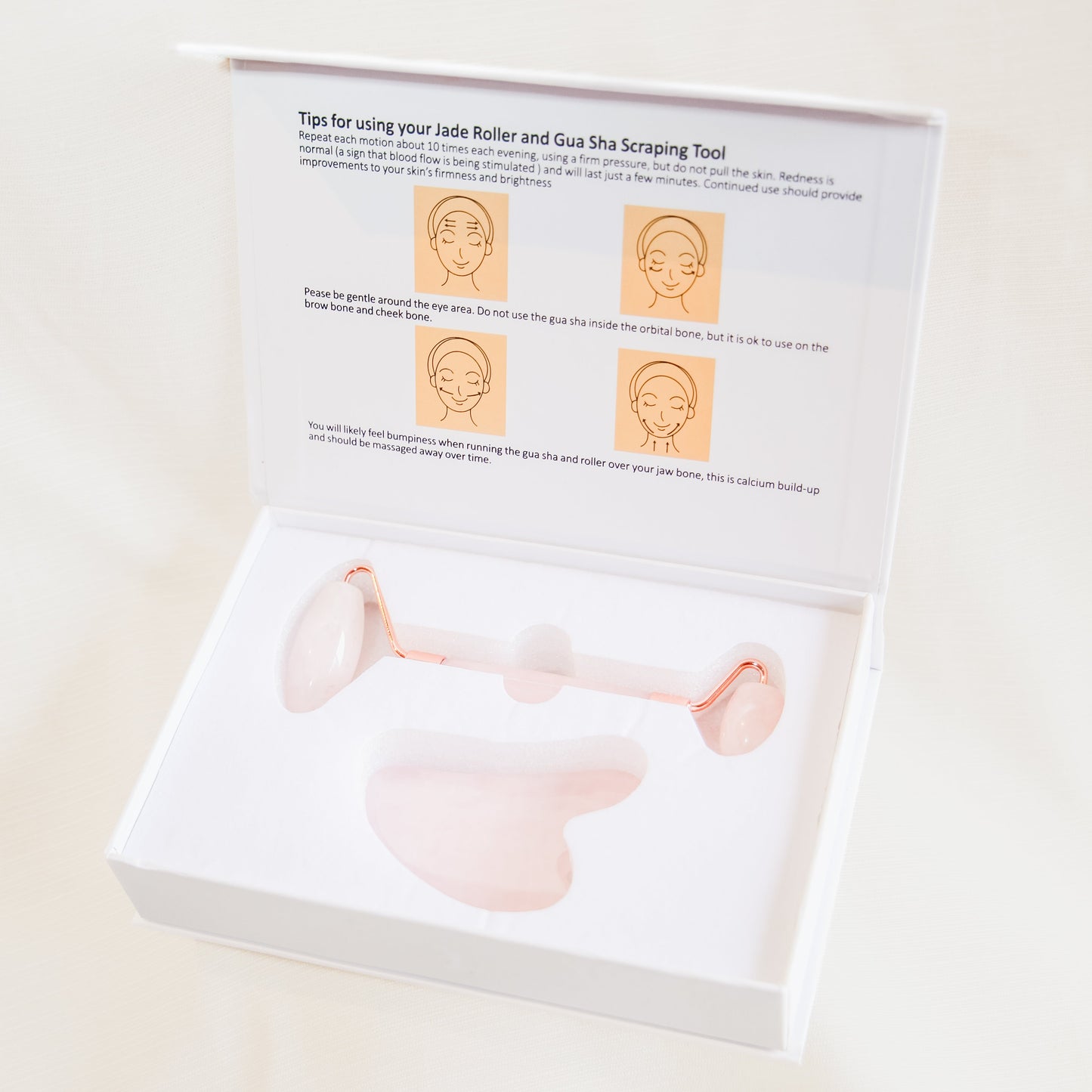 Kit de Massage Visage en Quartz Rose – Gua Sha & Roller