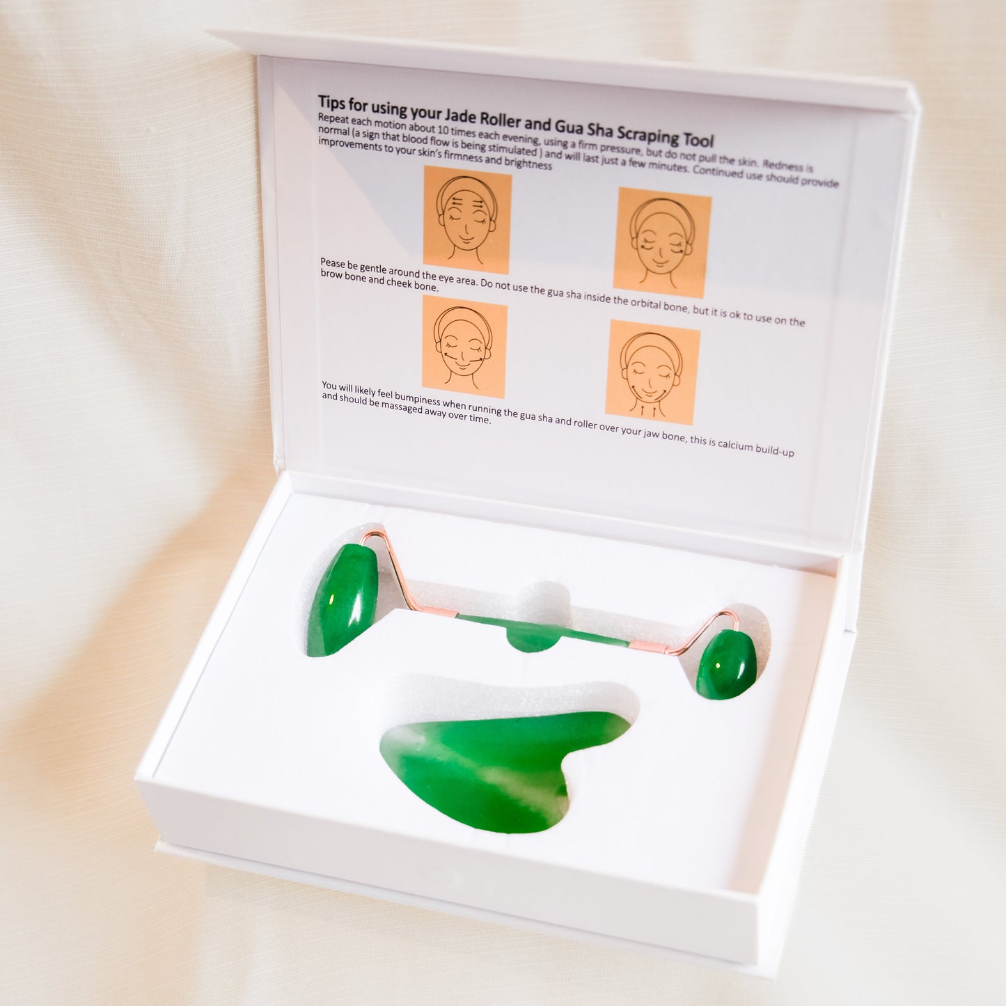 Kit de Massage Visage en Quartz Vert Émeraude – Gua Sha & Roller